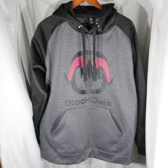 Black Ovis Pull Over Hoodie Charcoal/Black - Size L - Picture 1 of 8